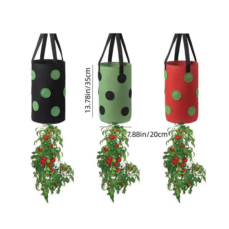 Multi-fonction 13 trous feutre suspendu tomate grandir sac planteur fraise légumes fleur plante crecer sacs jardin
