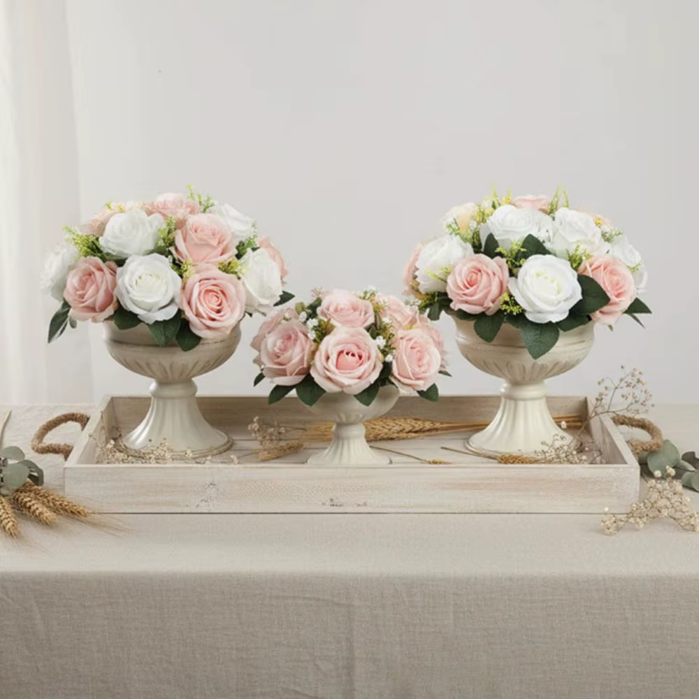 Pot de fleurs vintage en métal blanc