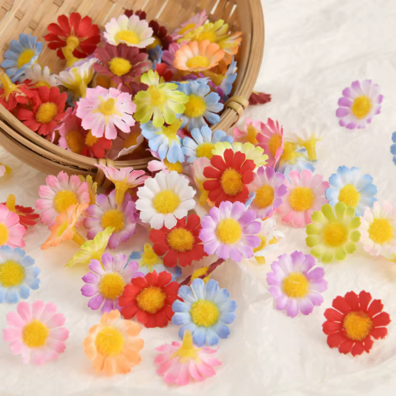 50/100pc Fleurs Artificielles Tournesol Soie Daisy Tête Valentine Maison De Mariage Décor BRICOLAGE Cadeau Scrapbook Faux Usine Festival Couronne