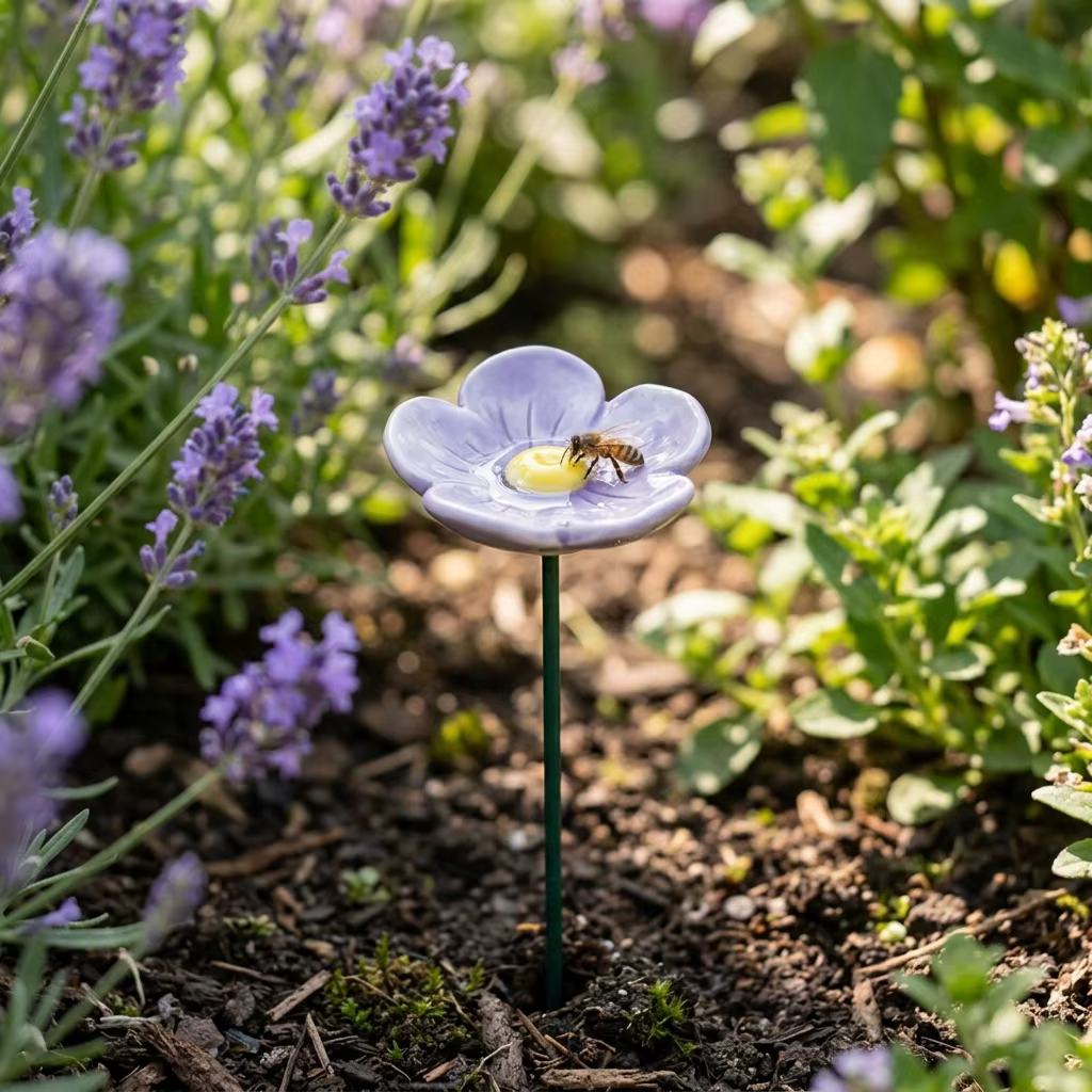Abreuvoir en céramique pour fleurs et abeilles