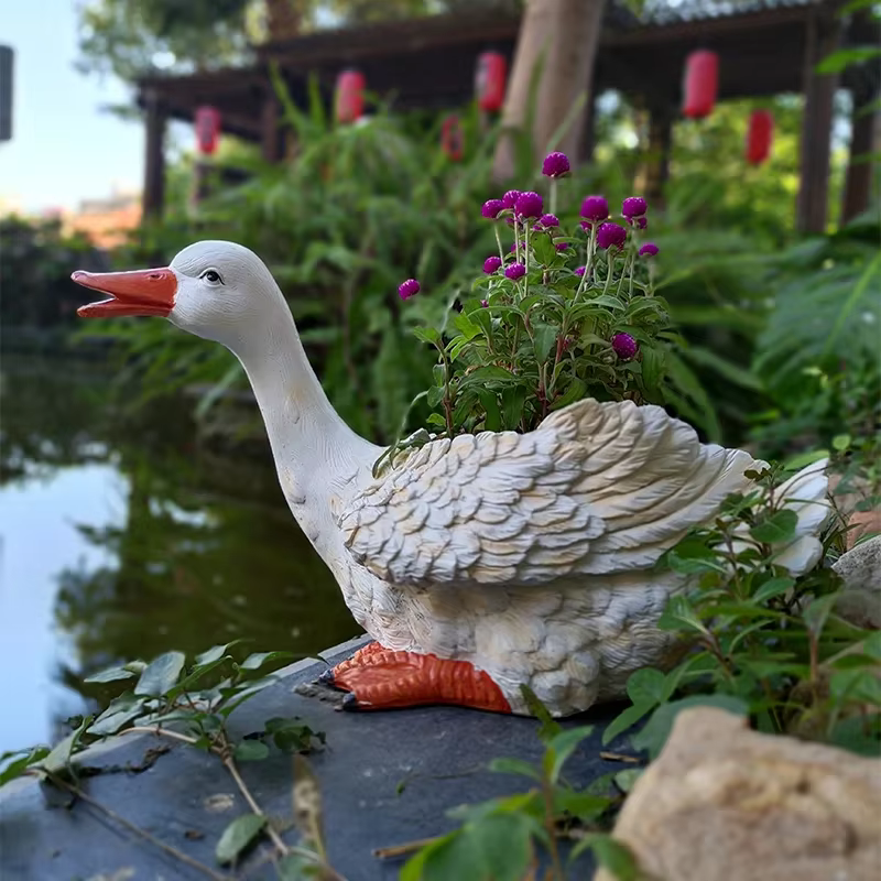 Pot de fleur de canard de dessin animé pour jardin extérieur