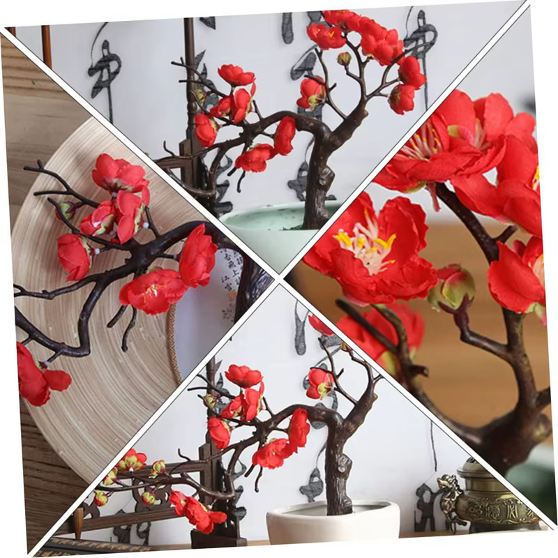 Fleurs de prunier en soie artificielle fleur maison Table salon Noël nouvel an décor bricolage couronne de mariage Scrapbooking Bonsaï cadeau