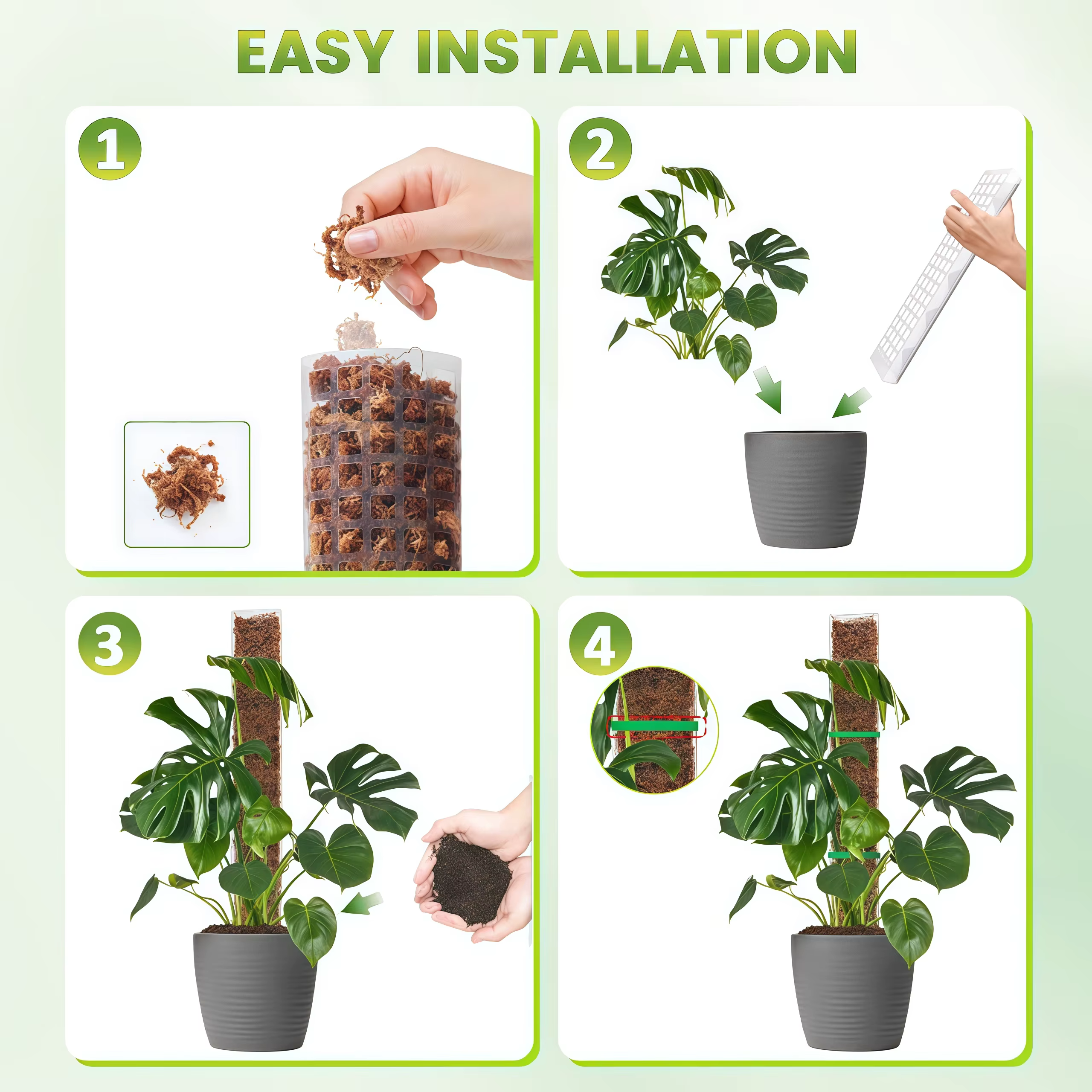 Support en plastique pour plantes grimpantes d'intérieur