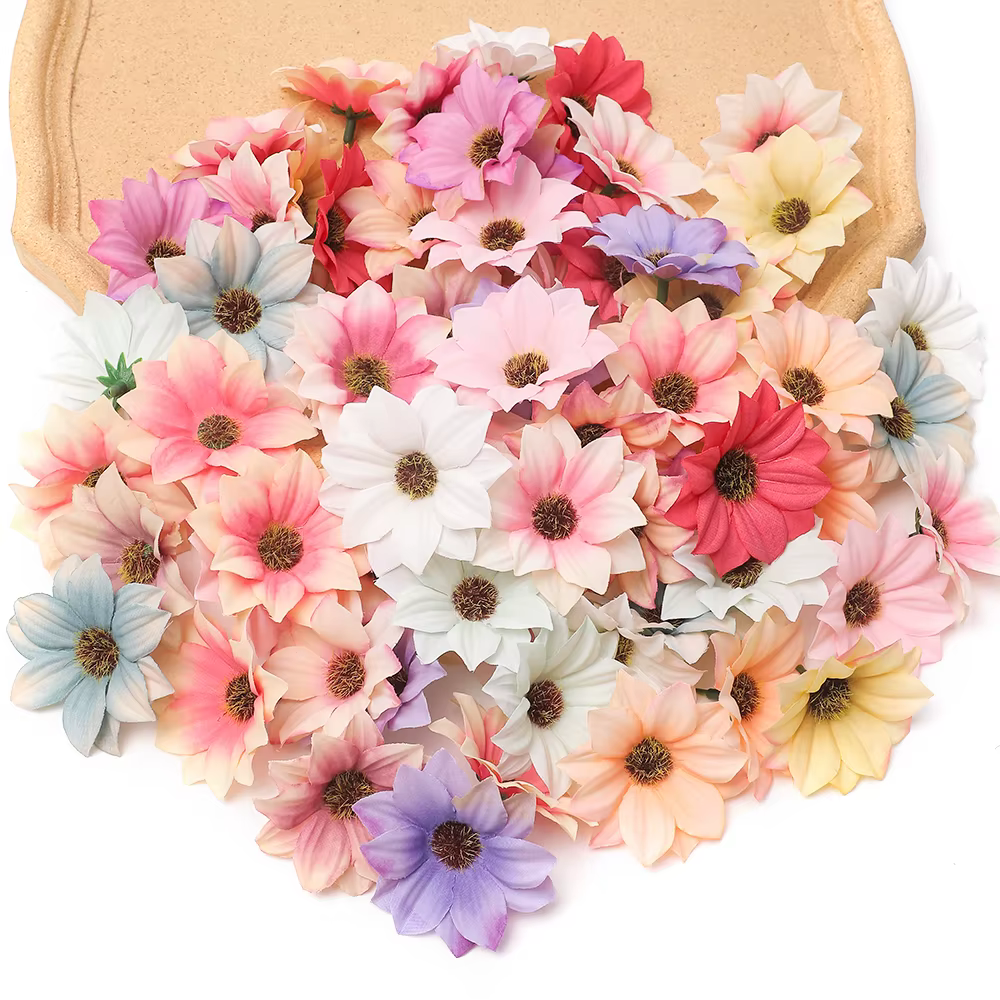 Pas cher 30 pièces Gerbera fleur artificielle décor de fête à la maison accessoires de décoration de mariage couronne bricolage artisanat de noël fausses fleurs