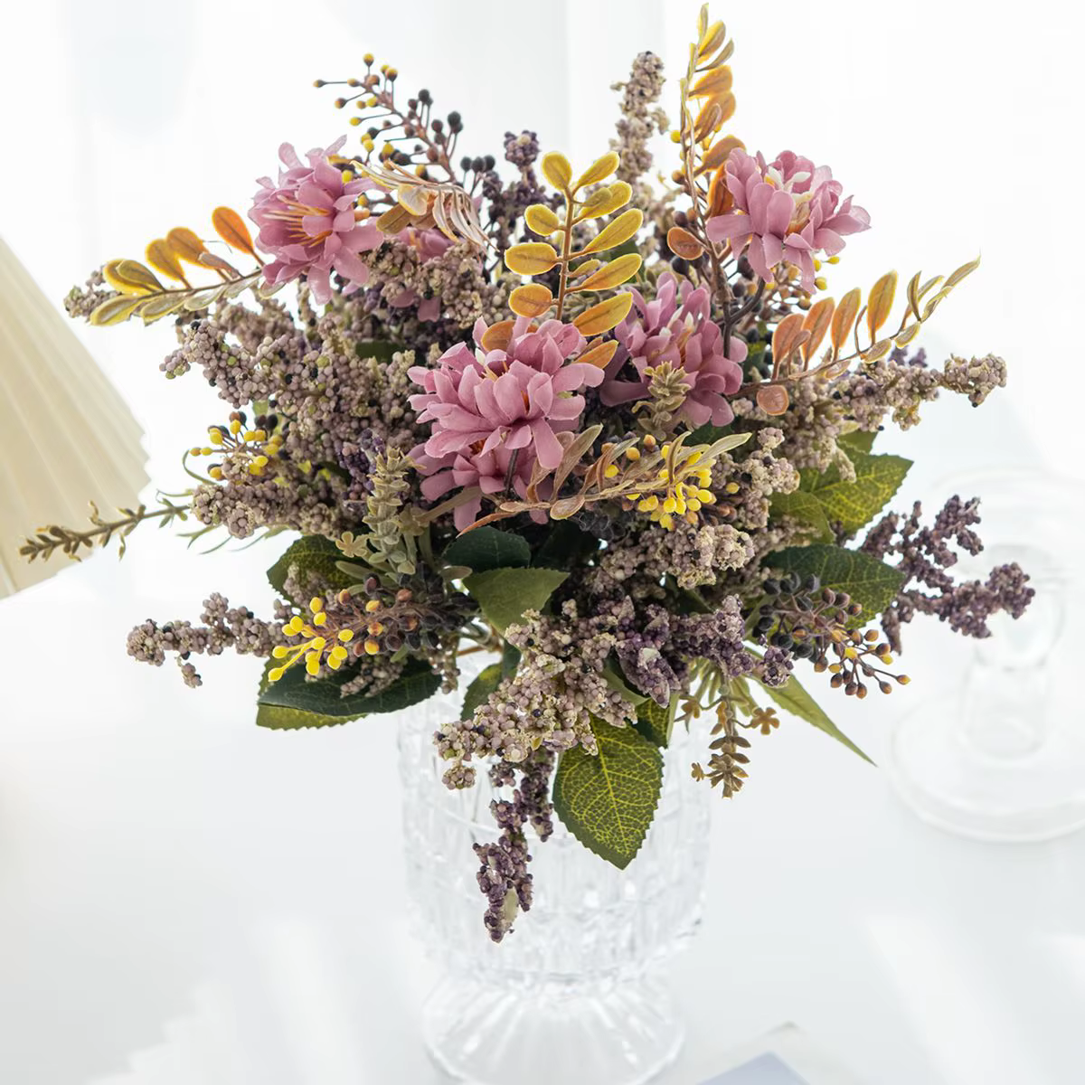 Plante de fleur artificielle chrysanthème bulle herbe bricolage festival de saint valentin maison extérieure jardin décoration murale mariage bouquet de mariée