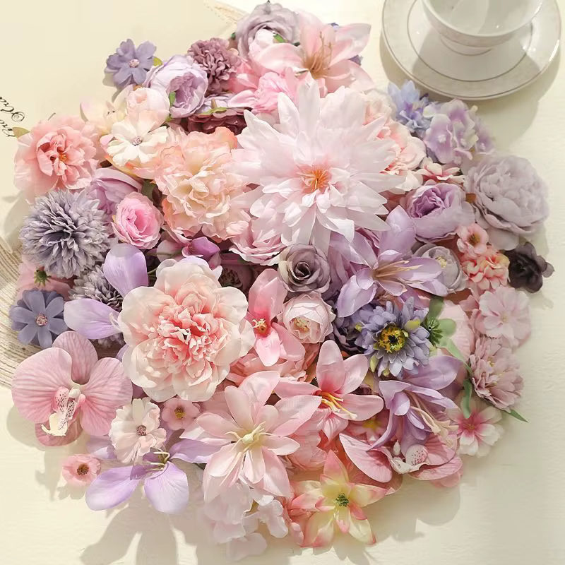 Fleurs artificielles roses en soie