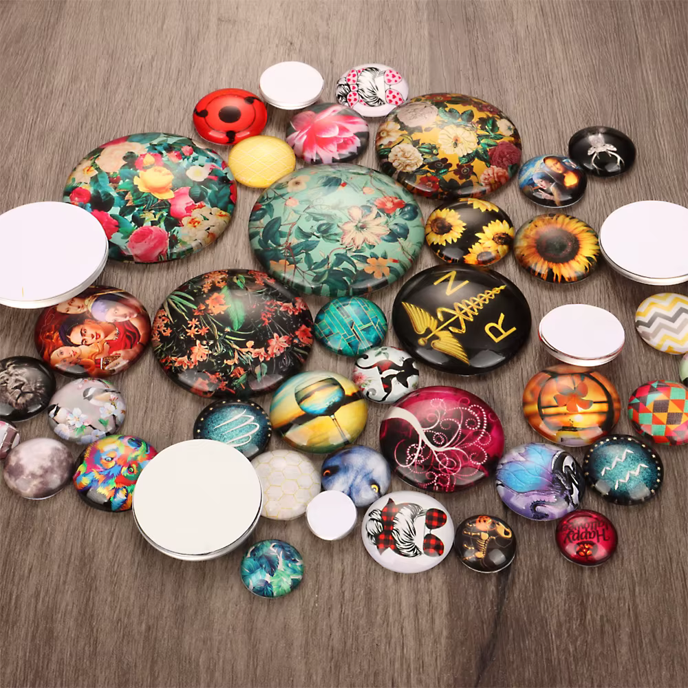 Cabochons Ronds en Verre sur Mesure, Coordinateur des Résultats de Bijoux, 10mm, 12mm, 14mm, 16mm, 18mm, 20mm, 25mm, 30mm, 35mm, 40mm