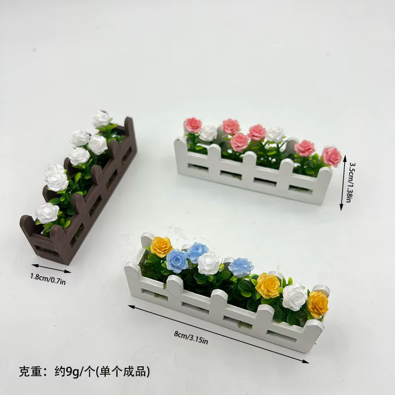 Mini fleur en pot, ensemble de fleurs de clôture de roses
