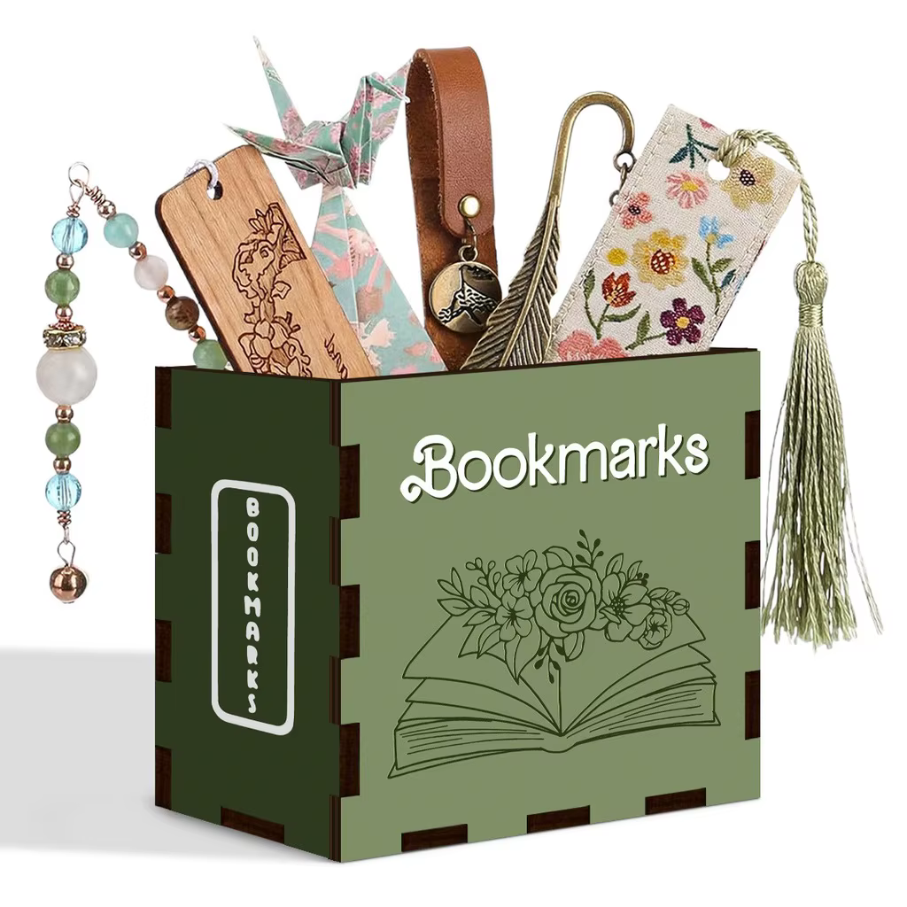 Porte-marque-pages en bois en forme de livre, boîte de rangement de bureau, accessoire littéraire, décoration intérieure, fournitures de bureau, cadeau pour les amoureux des livres