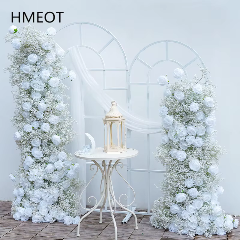 Souffle de bébé Rose fleur rangée décor mariage toile de fond KT conseil cadre Banquet événement scène Arrangement Floral fenêtre affichage H8716