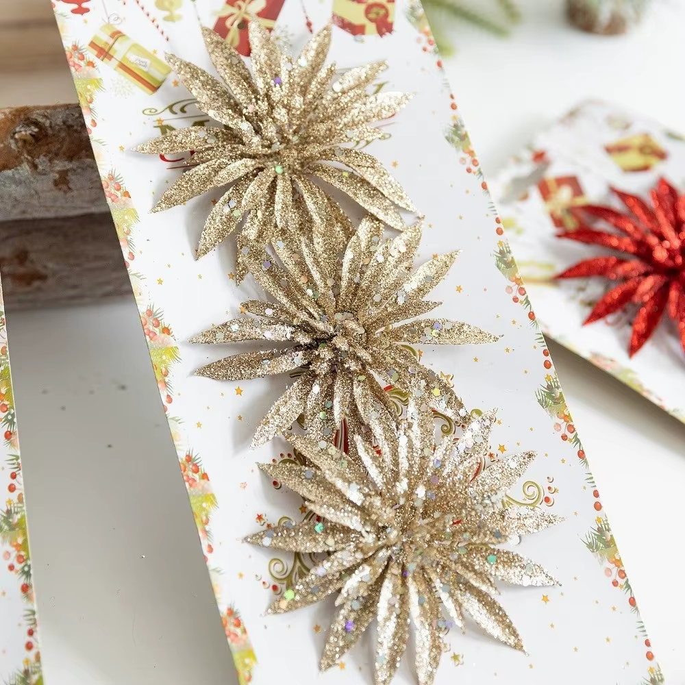Fleur de noël artificielle à paillettes