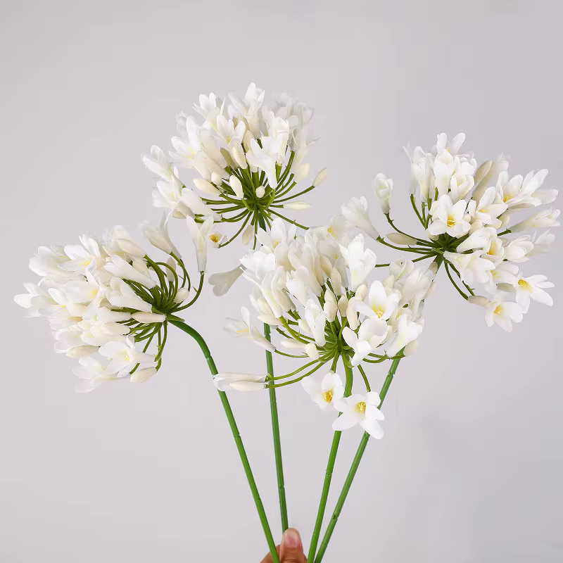 6 pièces de fleurs artificielles d'agapanthus en soie de haute qualité