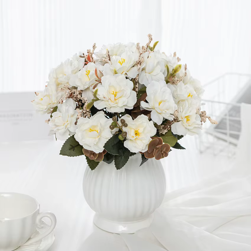 Fleurs artificielles Scrapbooking Soie Cerise Vase Accueil Salle Table Décor Extérieur Mariage Jardin Bouquet Bricolage Festival Couronne