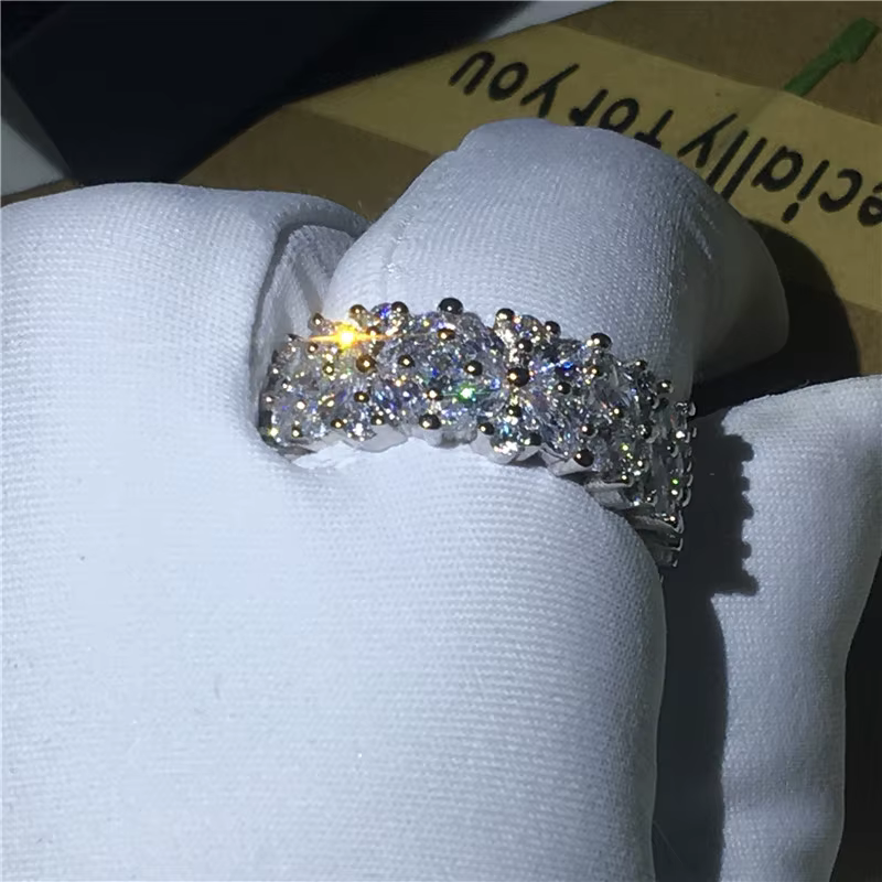 Bague en argent sterling 925 avec diamant de laboratoire en forme de fleur, pour femme, idéale pour les fêtes, mariages, fiançailles, bijoux cadeau