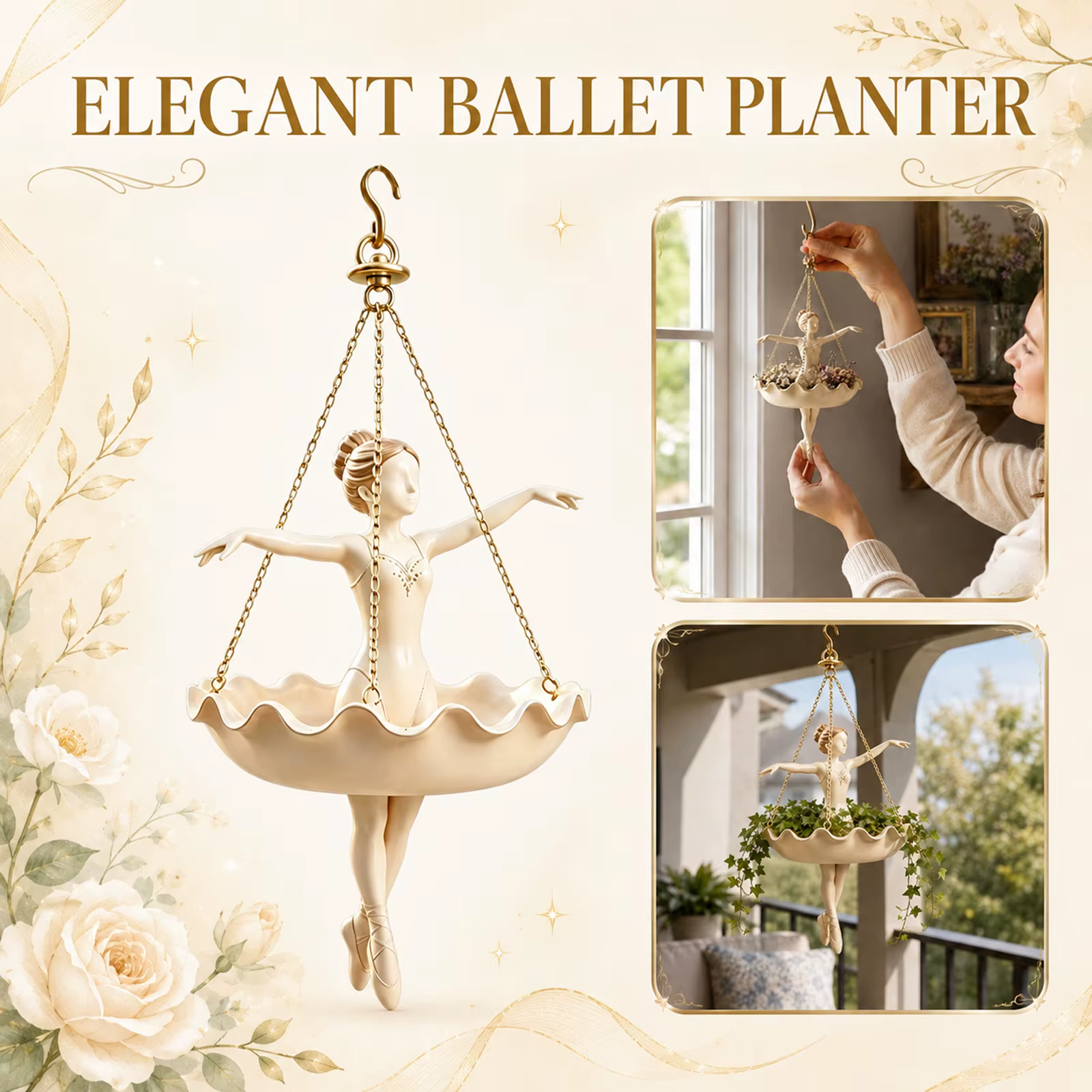 Nouveau pot de fleurs suspendu en forme de ballerine