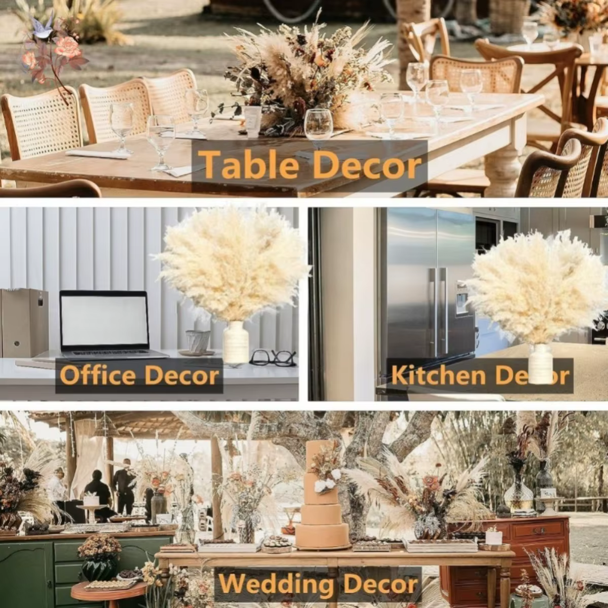 Bouquet de Fleurs de Pampas Sèches Naturelles pour Décoration de Noël