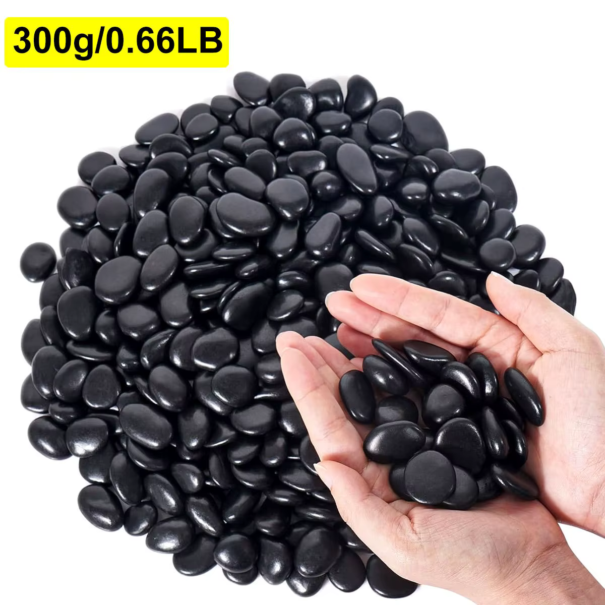 Galets naturels noirs polis de 300g
