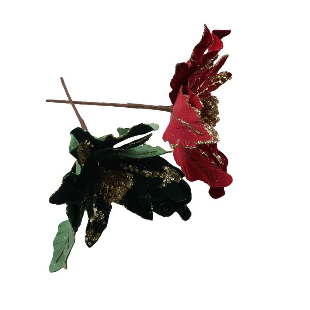 Fleur de noël à paillettes suspendues