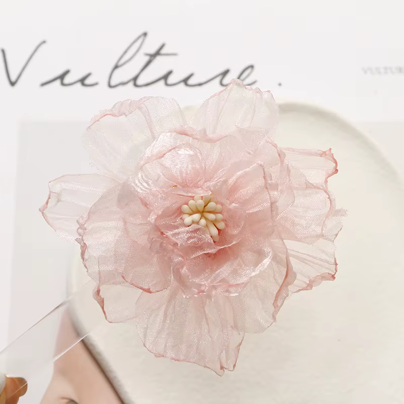 Fleur en organza rose DIY