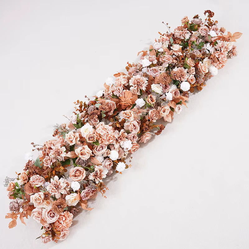 Série café blanc Rose Dahlia fleur rangée décor mariage toile de fond cadre événement scène Arrangement Floral accessoires de réception H866419