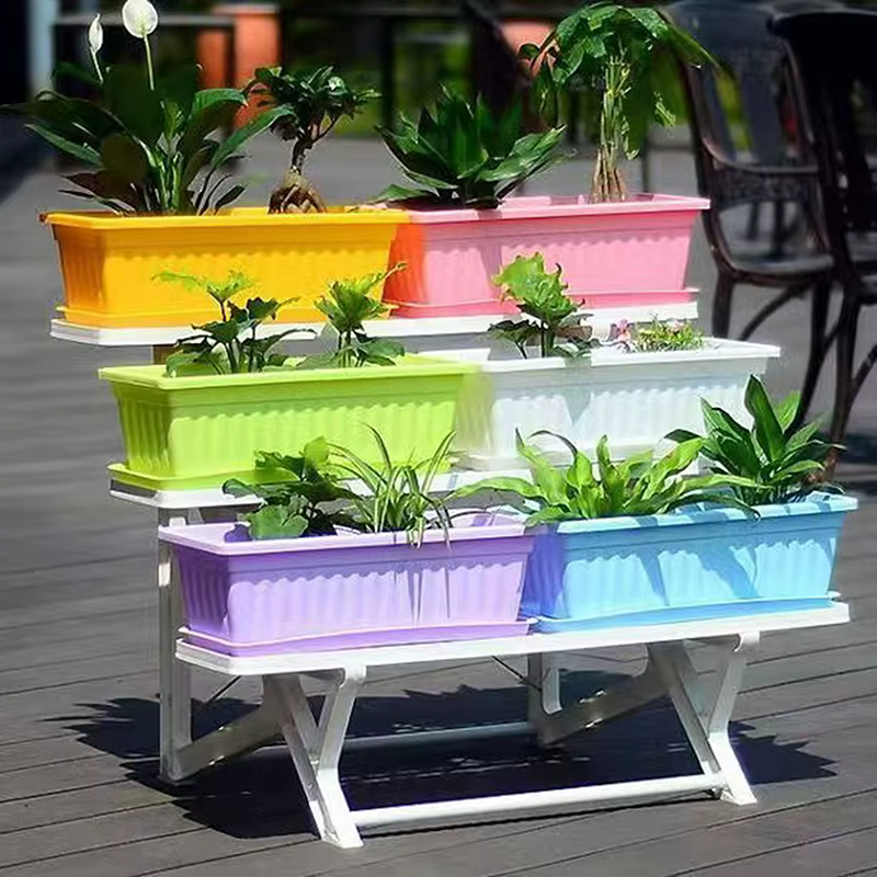 1 pot de fleurs rectangulaire en plastique pour balcon
