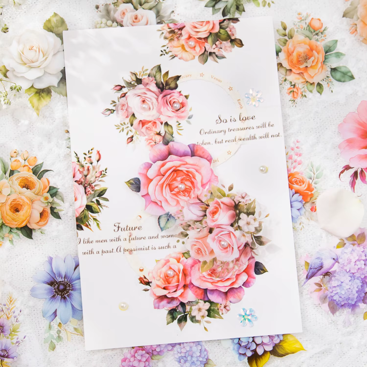 Yoofun 50mm * 200 cm réunion la mer des fleurs Vintage plante découpe ruban PET créatif bricolage Journal Scrapbooking