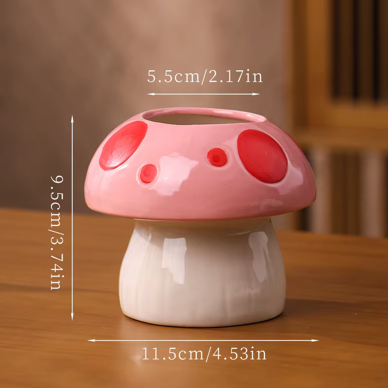 Vase hydroponique champignon rose créatif