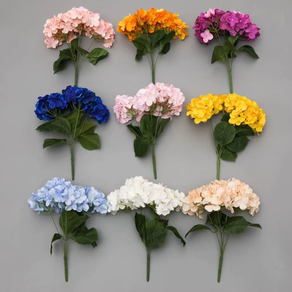 Décoratif 5 têtes artificielle hortensia fleur soie bricolage faux