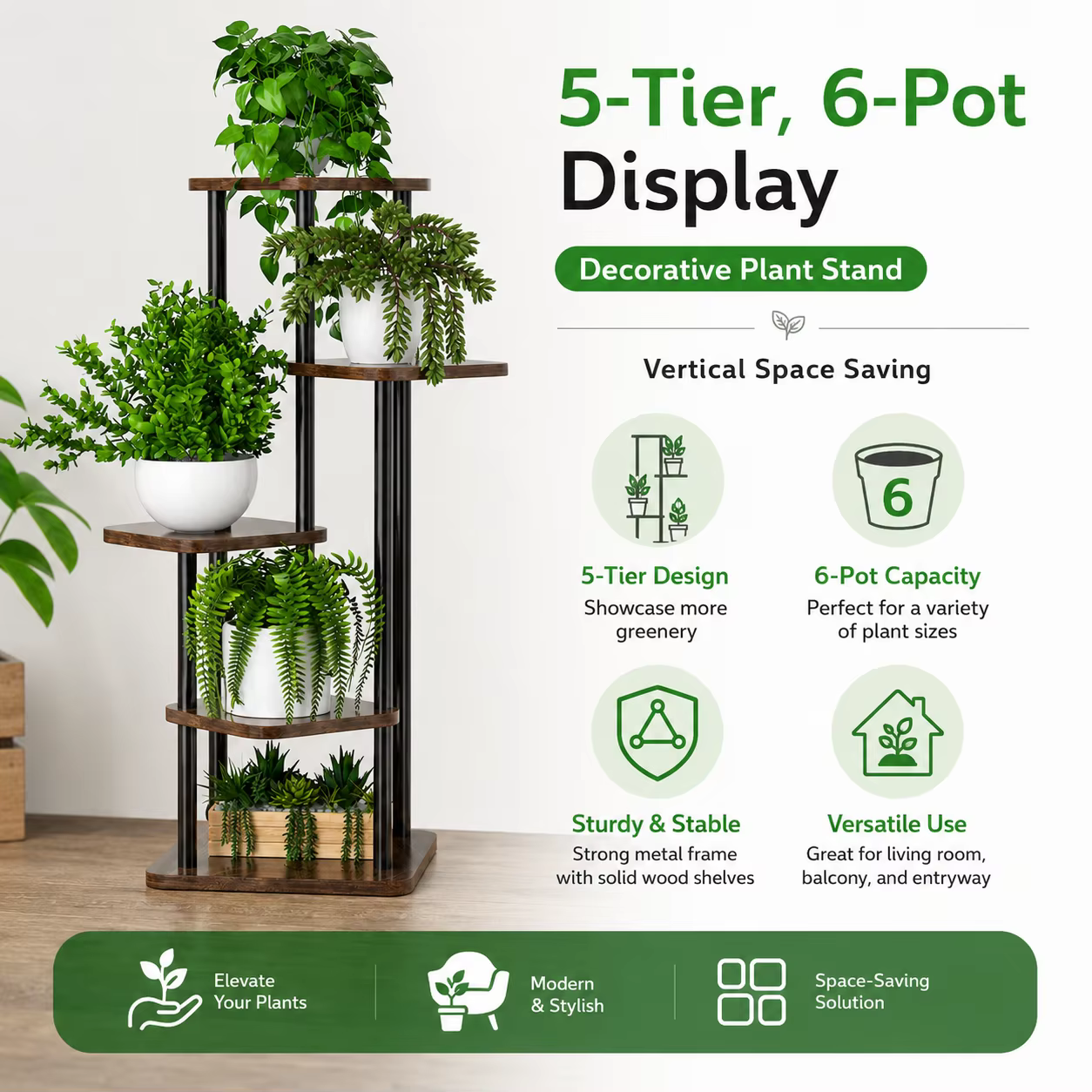 Étagère à plantes à 5 niveaux