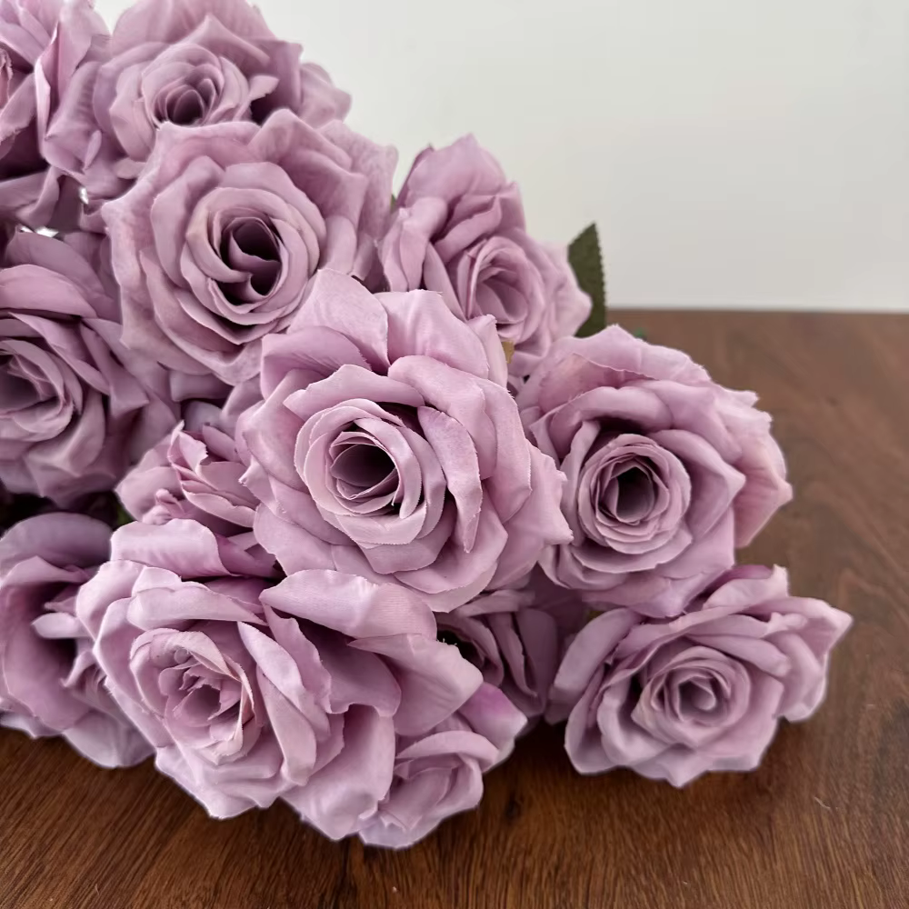 Roses artificielles en soie à 9 têtes