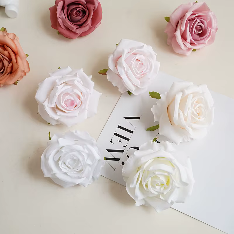Gros Rose fleur tête 9 cm grande courolle simulée