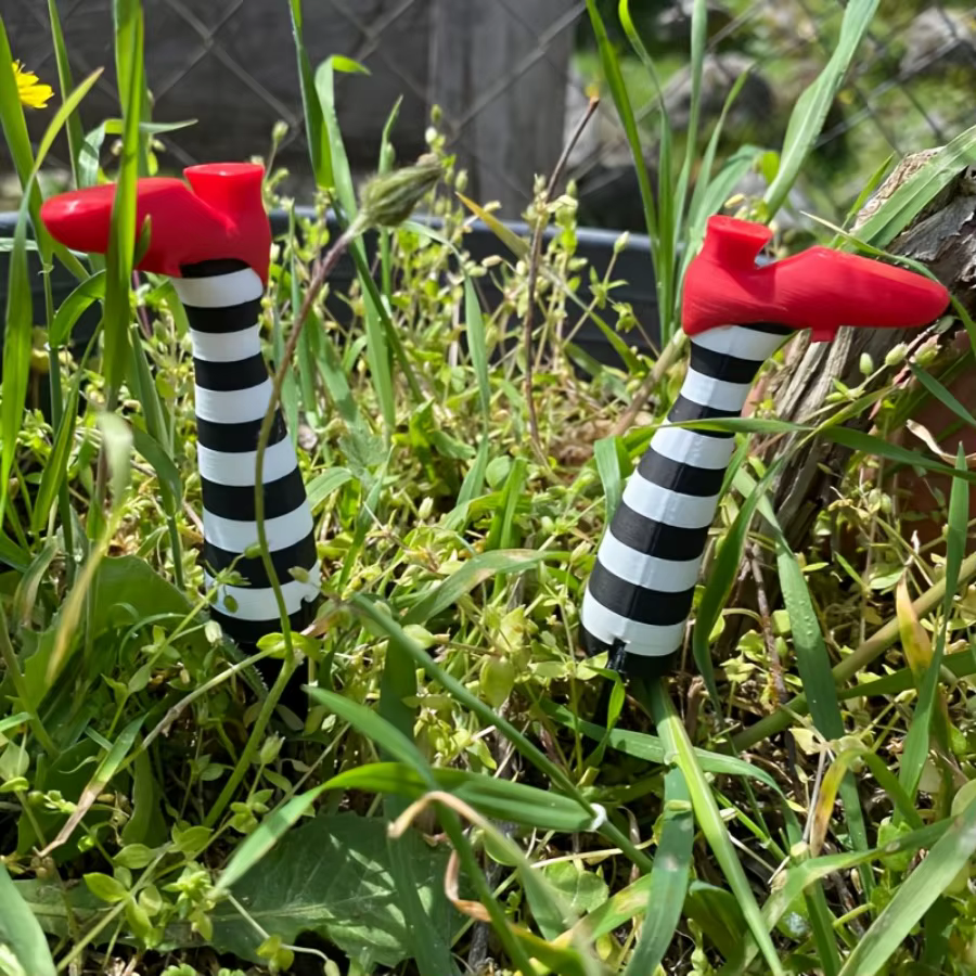 Décoration de pot de fleurs en forme de jambe de sorcière