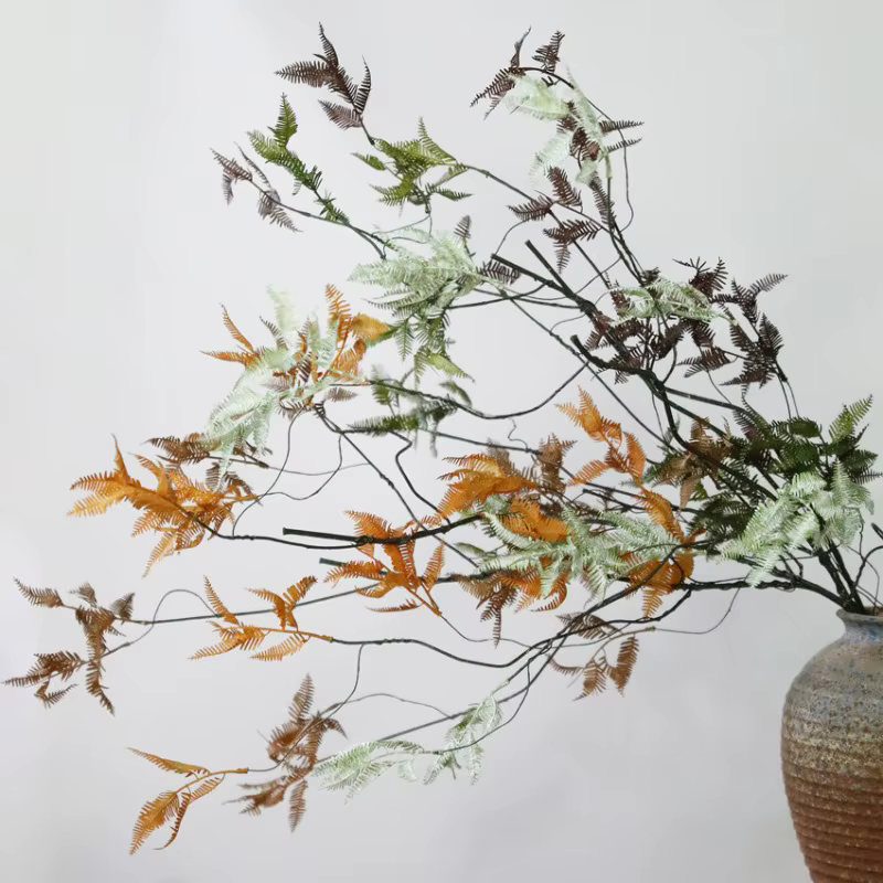 6 pièces de feuilles de fougère artificielles en plastique