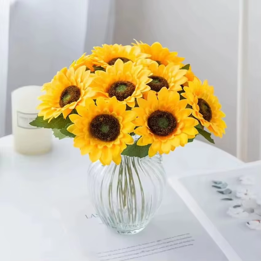 Fleur artificielle Tournesols Maison Jardin Table Décoration Étamine De Mariage Bouque Festival Faux Gerbera Salon Chambre Scène