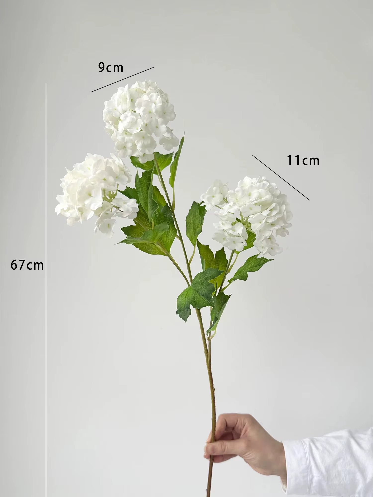 Hortensia artificielle blanche à 3 têtes