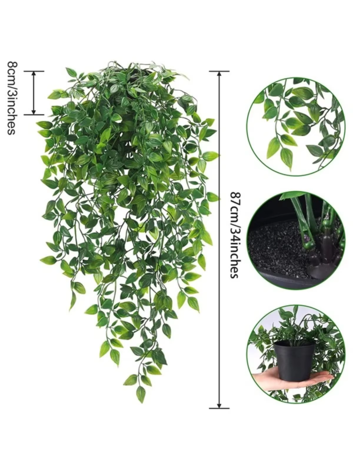 Plantes artificielles suspendues 34 pouces