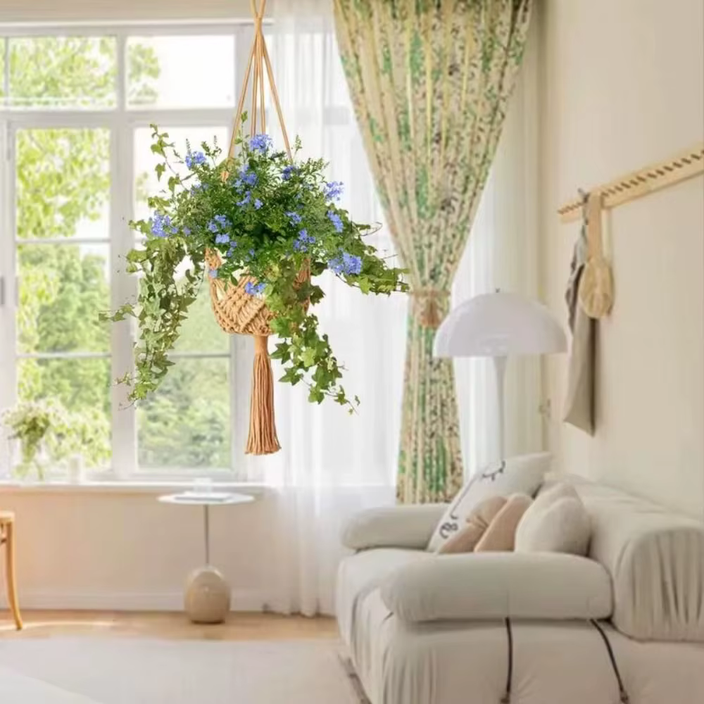 Porte-plante bohème en corde de coton tressée
