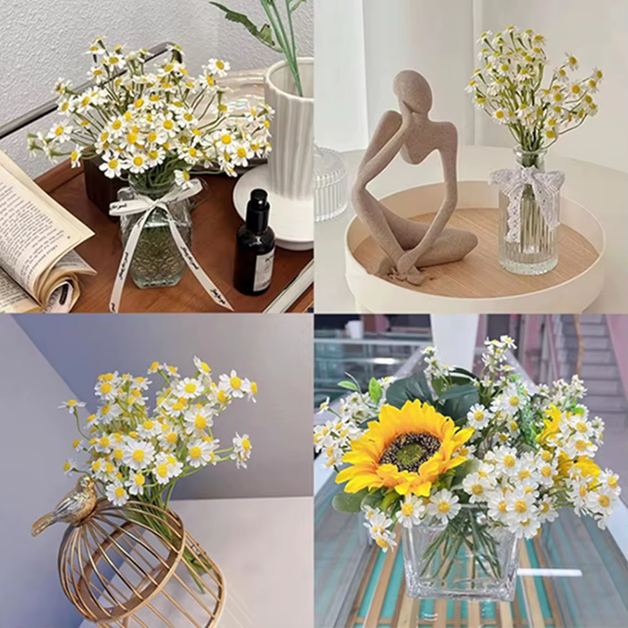 Fleurs artificielles chrysanthèmes mariage maison salon décoration de table jardin extérieur couronnes de mariée bouquets belles œuvres d'art