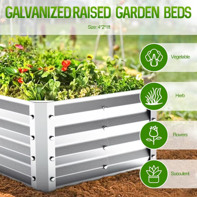 Kit de jardinière en acier galvanisé 4x2x1 pieds