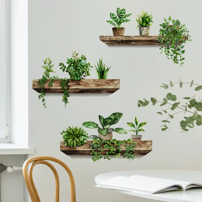 Nouvelle combinaison créative d'étagères pour plantes en pot avec autocollants amovibles pour embellir les chambres