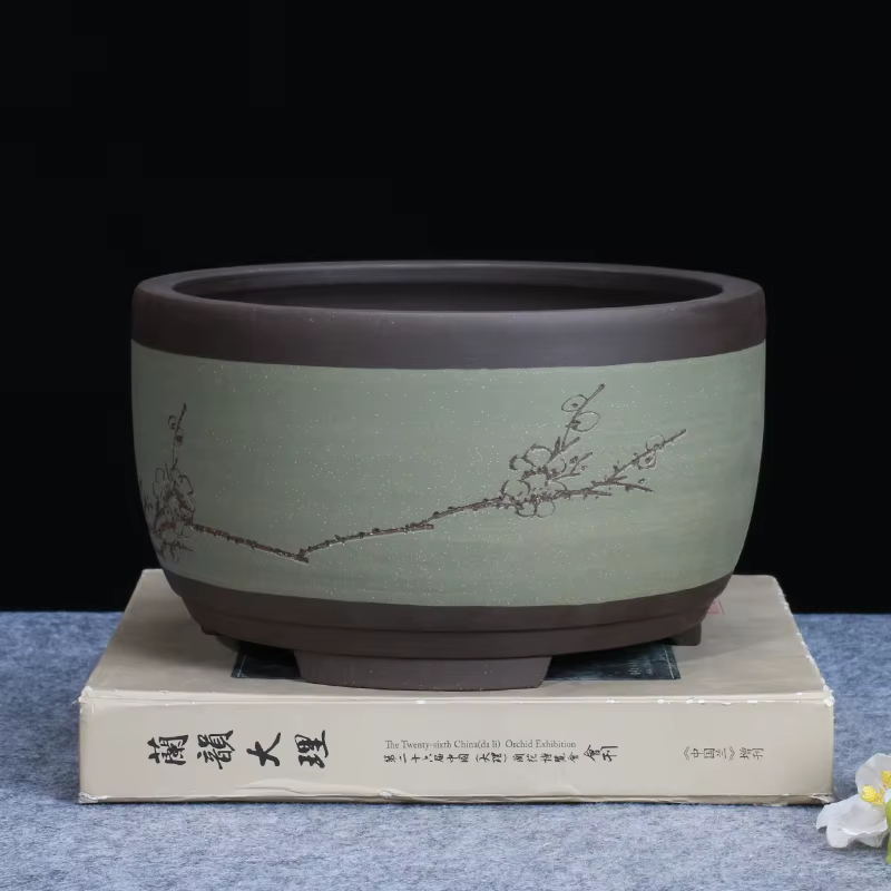 Pot de fleurs de bonsaï rond en céramique
