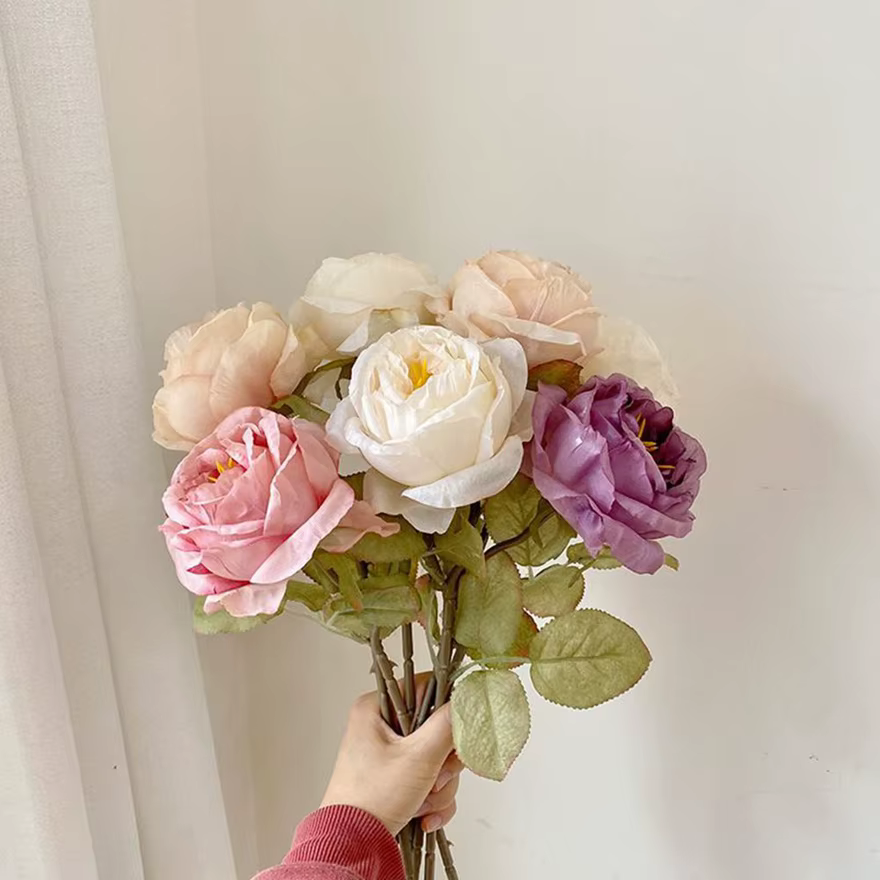 Artificialflower Caramel Rose Haute Qualité Jardin Cour De Mariage Mariée Bouquet Couronne Maison Table Vase Festival Bricolage Cadeau Décor