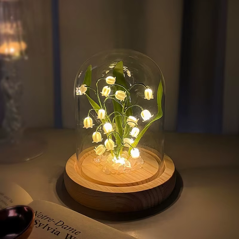 Fleurs artificielles bricolage créatif brillant à la main muguet veilleuse pour chambre décorative Festival cadeau d'anniversaire
