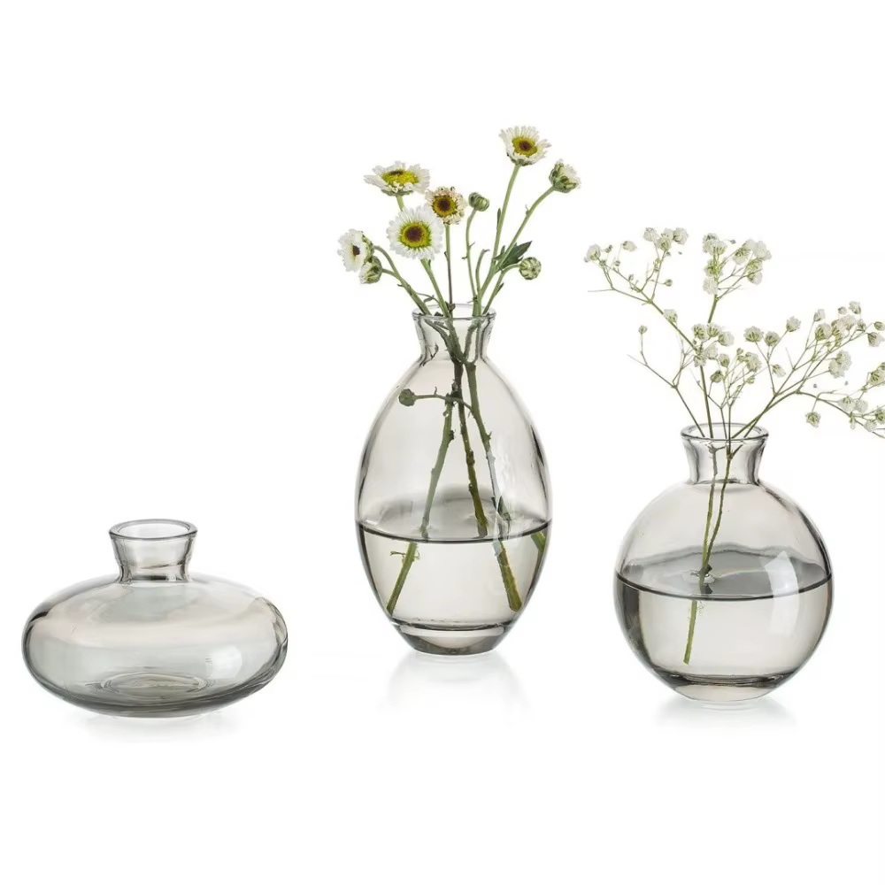 Mini vase à fleurs en verre transparent