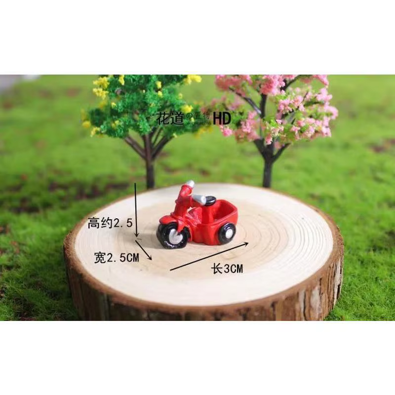 Nouveau Mini moto Tricycle Micro paysage bricolage petits ornements poupée gâteau décorations succulentes combinaison plantes en pot