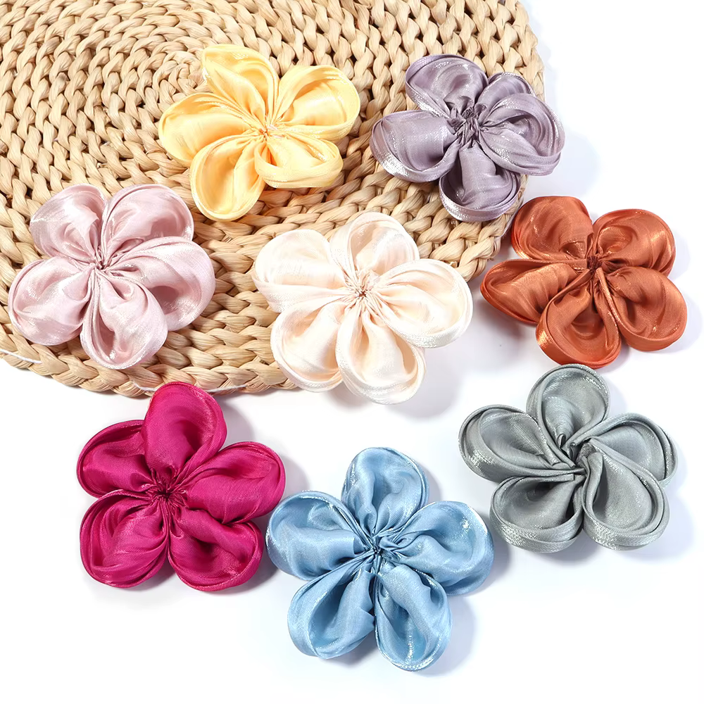 Fleurs artificielles en Satin de tissu coloré 6-7cm