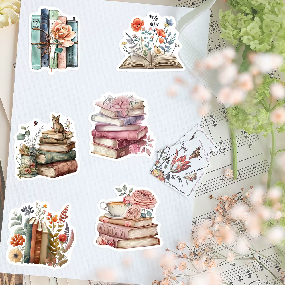 Livre esthétique aquarelle avec autocollants de fleurs