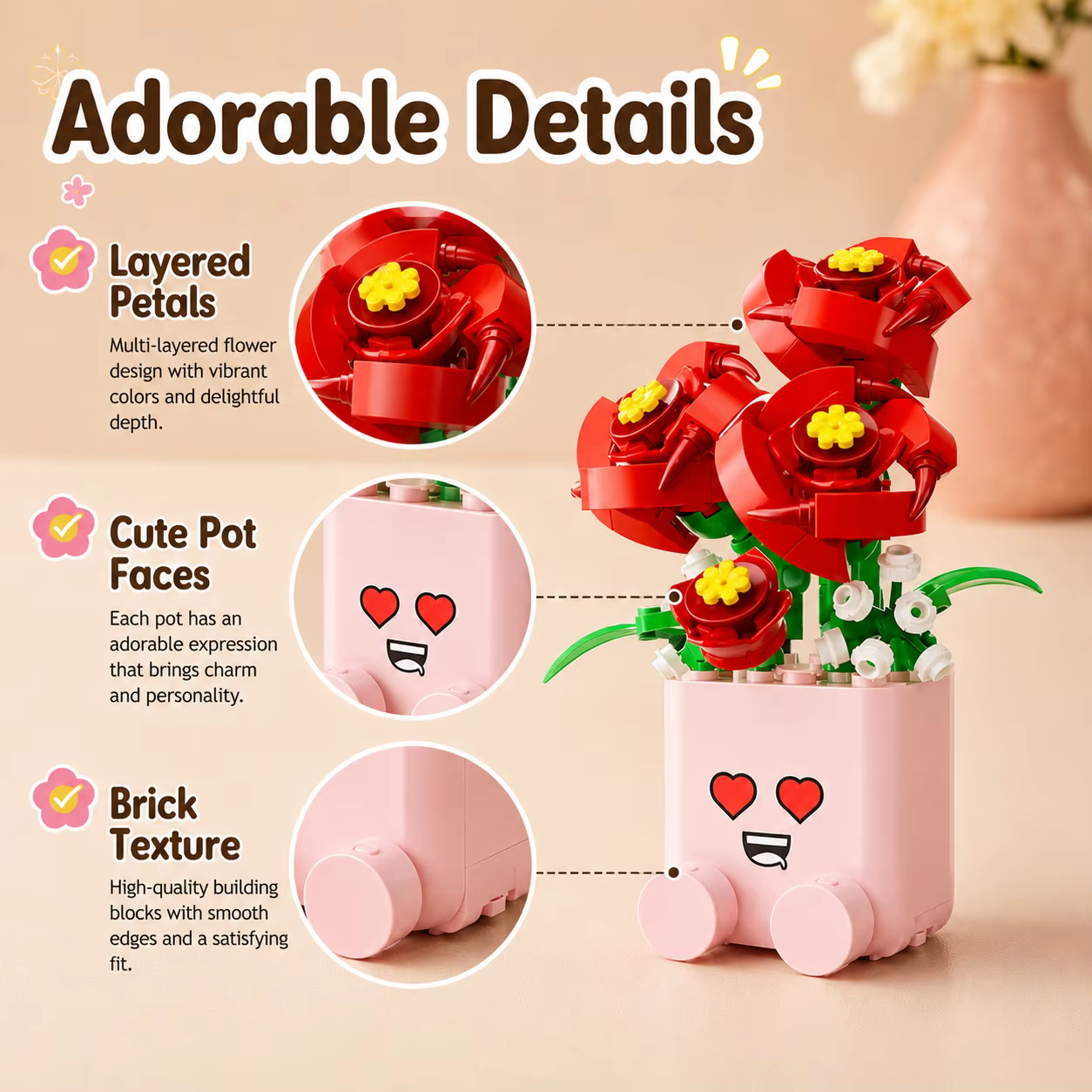 Mini pots de fleurs en blocs de construction