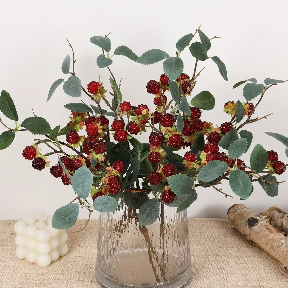 Plante artificielle de framboises rouges
