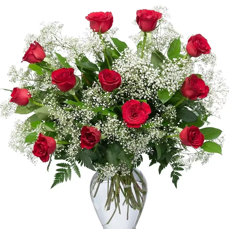 Roses artificielles en velours de soie avec longues tiges